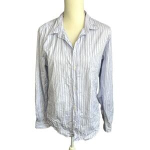 Frank & Eileen the Barry blue striped button down shirt crinkle cotton size xl
